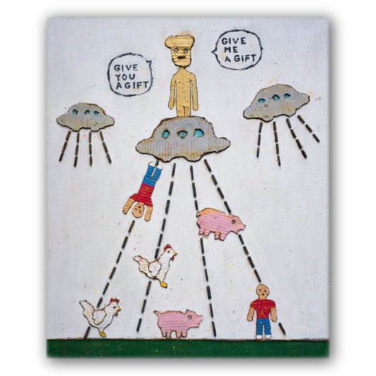 【宇宙人001】壁掛けのできる小さな絵画