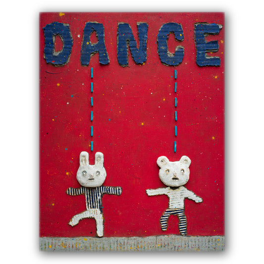 【うさぎ、熊】壁掛けのできる小さな絵画