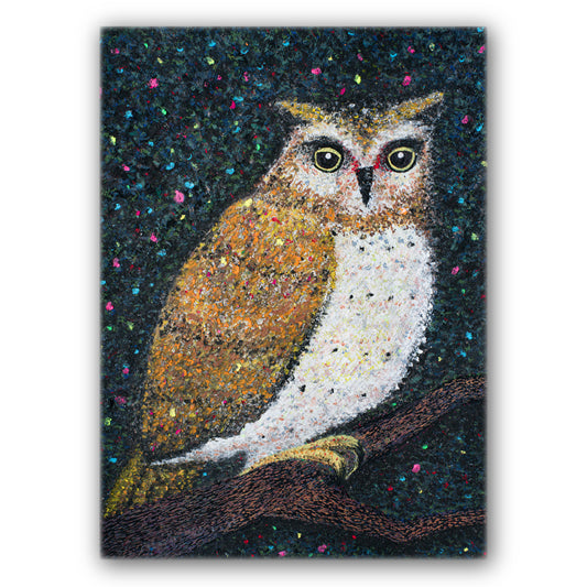 【フクロウ】壁掛けのできる小さな絵画