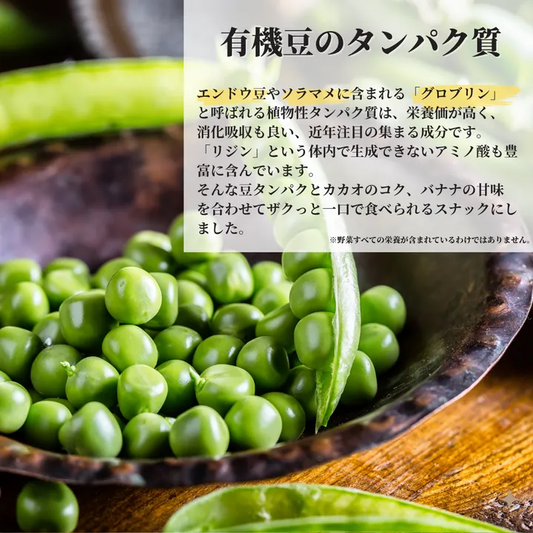 ほろ苦カカオ×有機植物プロテインのご褒美スナック