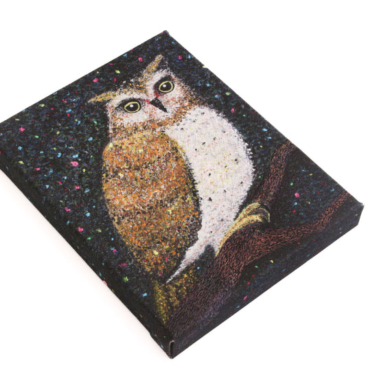 【フクロウ】壁掛けのできる小さな絵画