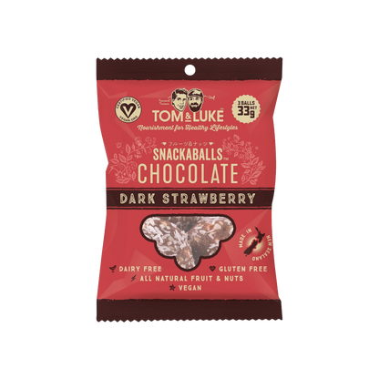 TOM & LUKE フルーツ＆ナッツボール ダークストロベリー。精製砂糖・乳製品不使用。グルテンフリーのお菓子です。