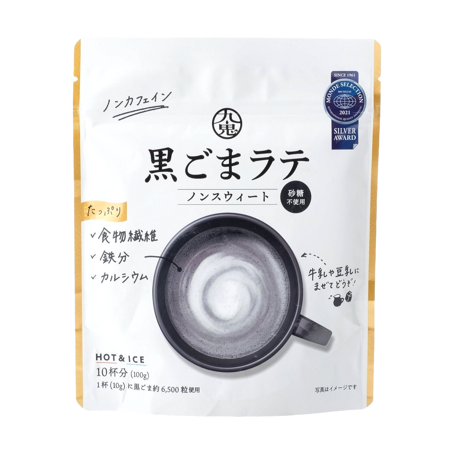 九鬼 黒ごまラテ ノンスウィート 100gのパッケージ