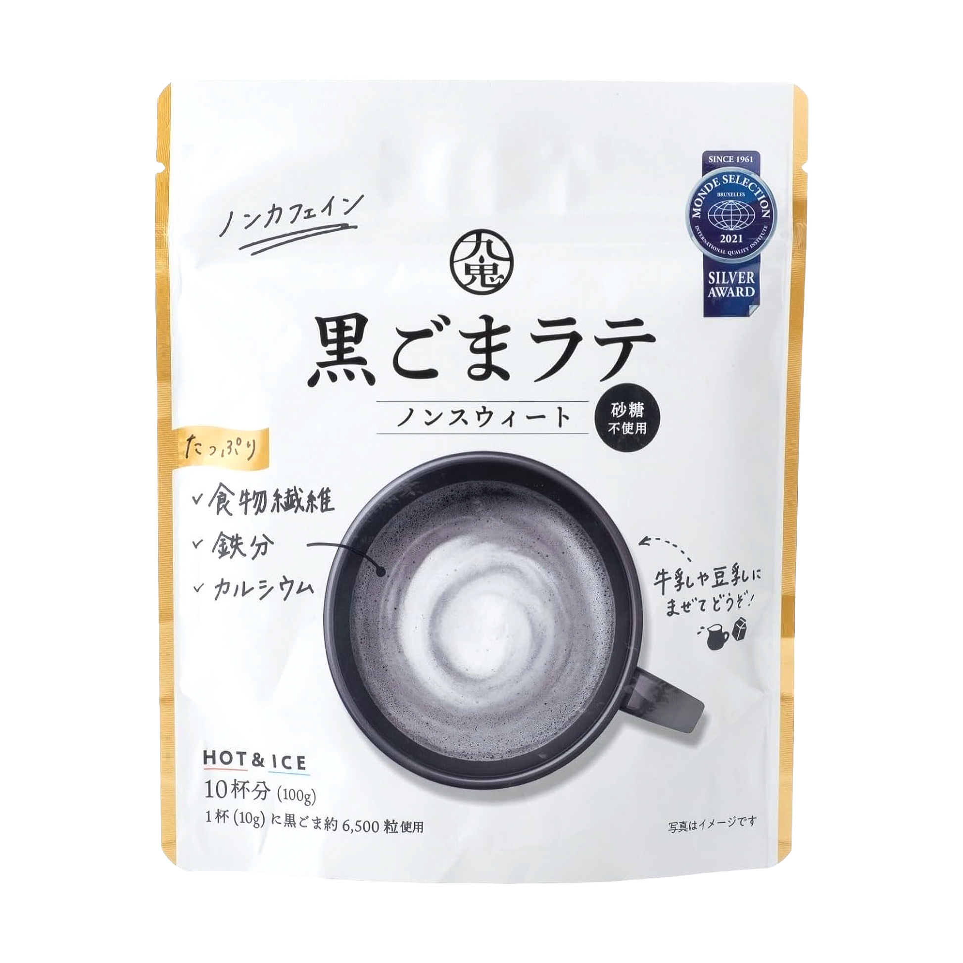 九鬼 黒ごまラテ ノンスウィート 100gのパッケージ